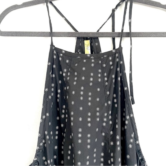 Free People Everlong Trapeze Cotton Mini Dress Smock in Black Combo Size M - Picture 8 of 10